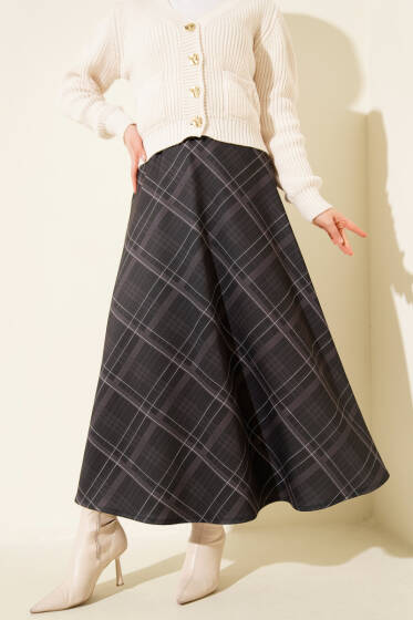 Ekose Desenli Scuba Etek Antrasit - Etek