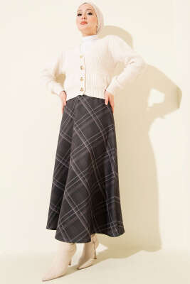 Ekose Desenli Scuba Etek Antrasit - Etek