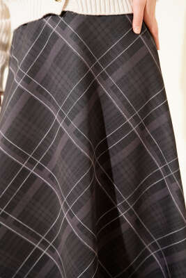 Ekose Desenli Scuba Etek Antrasit - Etek