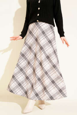 Ekose Desenli Scuba Etek Bej - ERME