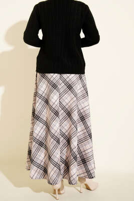 Ekose Desenli Scuba Etek Bej - Etek