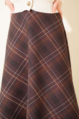 Ekose Desenli Scuba Etek Kahve - Etek