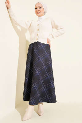 Ekose Desenli Scuba Etek Lacivert - Etek