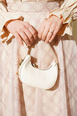 Ekose Desenli Şifon Kloş Etek Bej - Etek