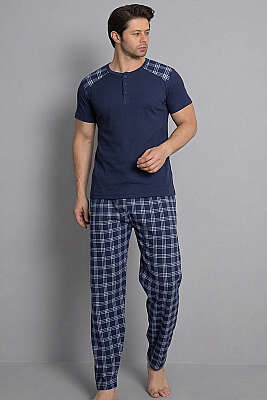 Ekose Garnili Kısa Kol Erkek Pijama Takımı Parlement 