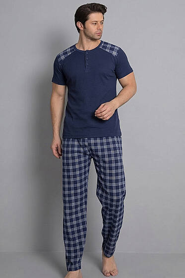 Ekose Garnili Kısa Kol Erkek Pijama Takımı Parlement - Pijama