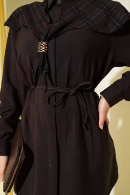 Ekose İzci Yakalı Gömlek Acı Kahve - Gömlek