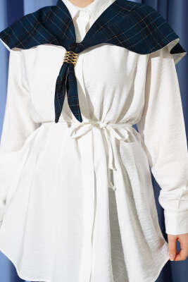 Ekose İzci Yakalı Gömlek Ekru - Gömlek