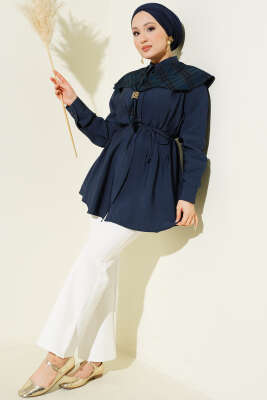 Ekose İzci Yakalı Gömlek Lacivert - Gömlek