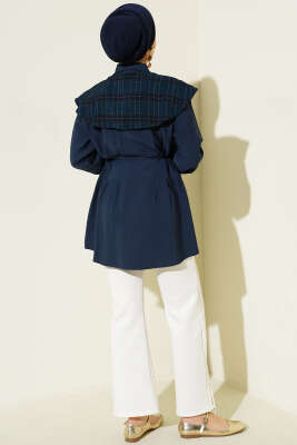 Ekose İzci Yakalı Gömlek Lacivert - Gömlek