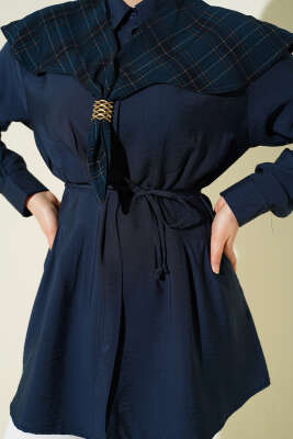 Ekose İzci Yakalı Gömlek Lacivert - Gömlek