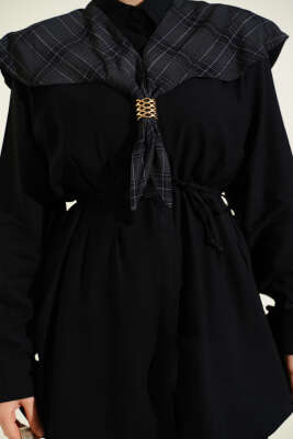 Ekose İzci Yakalı Gömlek Siyah - Gömlek