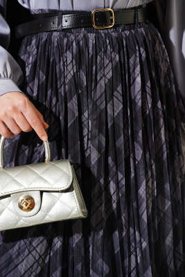 Ekoseli Kemerli Tül Kloş Etek Füme - Etek