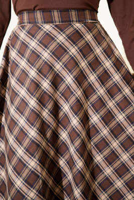 Ekoseli Kloş Etek Acı Kahve - Günün Seçilenleri