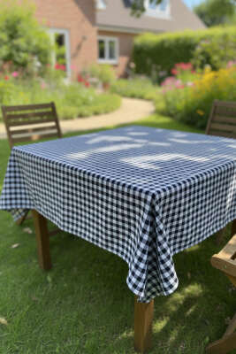 Ekoseli Masa Örtüsü İndigo - Masa Örtüsü