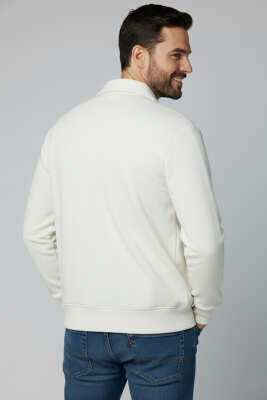 Fermuarlı Triko Erkek Hırka Kemik - Erkek Hırka