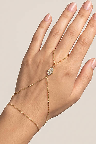 El Figürlü Şahmeran Bileklik Gold - Bileklik