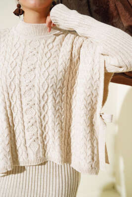 Elbise-Süveter Triko İkili Takım Bej - Triko İkili Takım