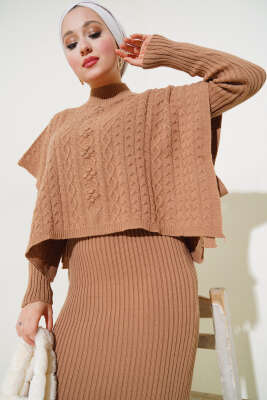 Elbise-Süveter Triko İkili Takım Bisküvi - Triko İkili Takım
