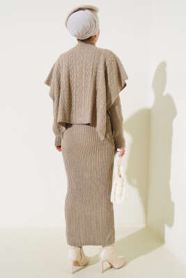 Elbise-Süveter Triko İkili Takım Vizon - Triko İkili Takım