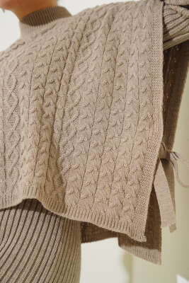 Elbise-Süveter Triko İkili Takım Vizon - Triko İkili Takım