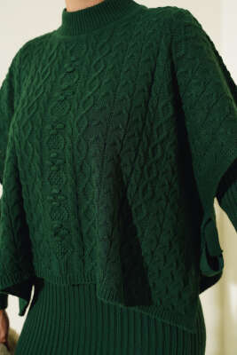 Elbise-Süveter Triko İkili Takım Zümrüt - Triko İkili Takım