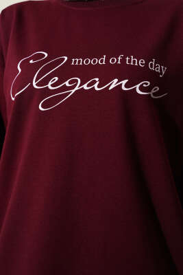 Elegance Baskılı İki İplik Tunik Bordo - Tunik