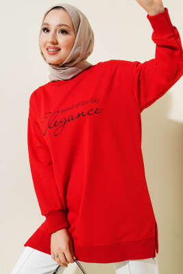 Elegance Baskılı İki İplik Tunik Kırmızı 