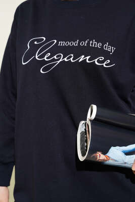 Elegance Baskılı İki İplik Tunik Lacivert - Tunik