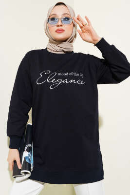 Elegance Baskılı İki İplik Tunik Lacivert - Yılın Fırsatı