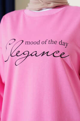 Elegance Baskılı İki İplik Tunik Pembe - Tunik