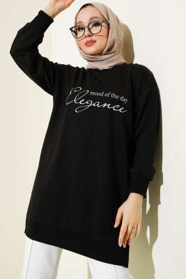 Elegance Baskılı İki İplik Tunik Siyah