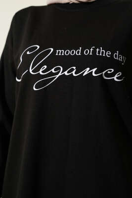 Elegance Baskılı İki İplik Tunik Siyah - Tunik