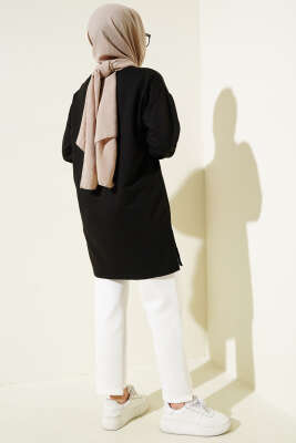 Elegance Baskılı İki İplik Tunik Siyah - Tunik