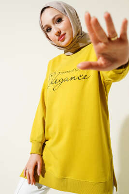 Elegance Baskılı İki İplik Tunik Yağ Yeşili 