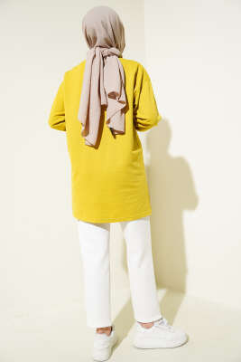 Elegance Baskılı İki İplik Tunik Yağ Yeşili - Tunik