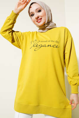 Elegance Baskılı İki İplik Tunik Yağ Yeşili - Tunik