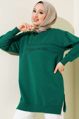 Elegance Baskılı İki İplik Tunik Yeşil - Tunik