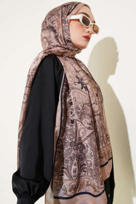 Elegant Motif Soft Şal Açık Vizon - Başörtüsü