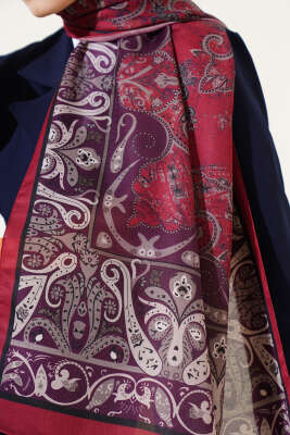 Elegant Motif Soft Şal Bordo - Başörtüsü