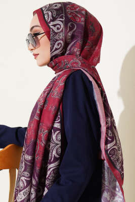 Elegant Motif Soft Şal Bordo - Başörtüsü