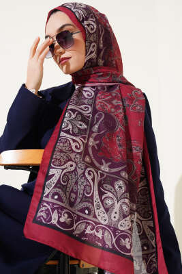 Elegant Motif Soft Şal Bordo 