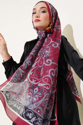Elegant Motif Soft Şal Burgonya 