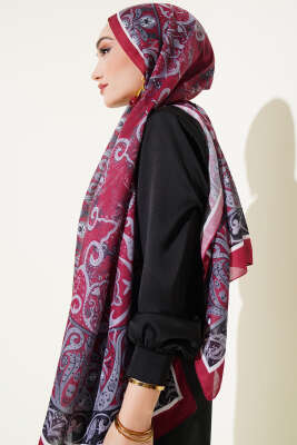 Elegant Motif Soft Şal Burgonya - Başörtüsü