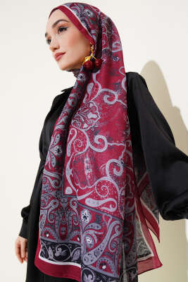 Elegant Motif Soft Şal Burgonya - Başörtüsü