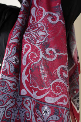 Elegant Motif Soft Şal Burgonya - Başörtüsü