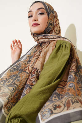 Elegant Motif Soft Şal Camel - Başörtüsü