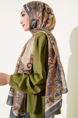 Elegant Motif Soft Şal Camel - Başörtüsü