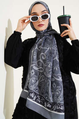 Elegant Motif Soft Şal Füme - Başörtüsü
