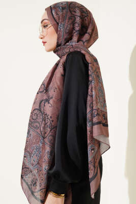 Elegant Motif Soft Şal Koyu Vizon - Başörtüsü
